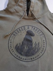 Hunting Dog Hoodie Mens 2XL Green Outdoor Sweatshirt Birddog Pullover *FLAW
