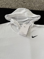 Nike Medium Dri-Fit Long Sleeve Hooded Pullover White Shirt CJ1696-100 NWT