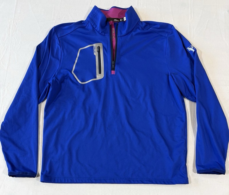 RLX Ralph Lauren Golf Performance Pullover Wicking 1/4 Zip Men's Large Blue gallery