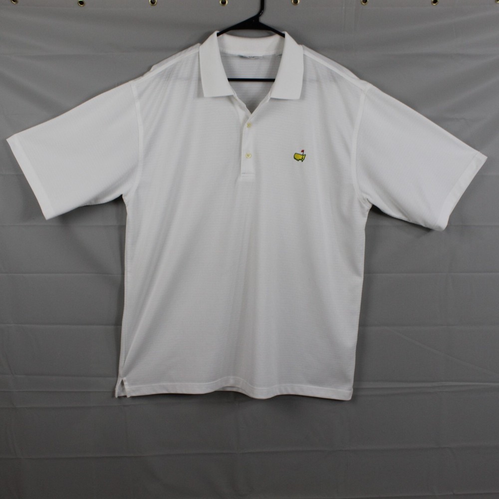 Vintage Masters Shirt Men XL Performance Polo White Golf Preppy Old Money Casual