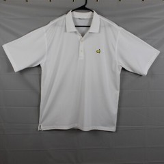 Vintage Masters Shirt Men XL Performance Polo White Golf Preppy Old Money Casual