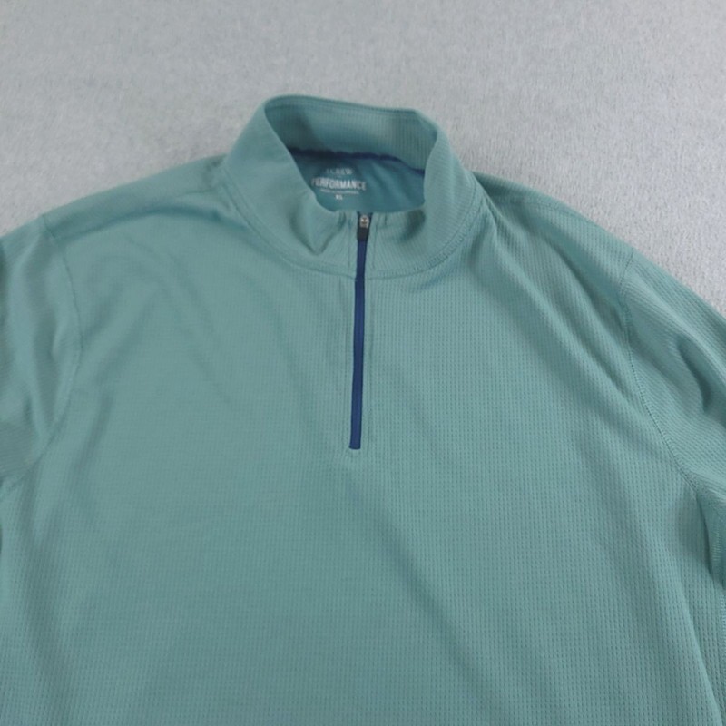 J Crew Pullover Mens XL Green Half Zip Performance Waffle Breathable Activewear gallery