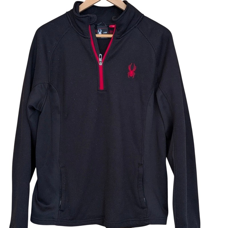 Spyder Black Half-Zip thermal Pullover with Red Accents L Athletic Activewear gallery