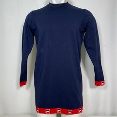 FILA Navy Blue Red Logo Trim Long Sleeve Viola Dress Women’s MEDIUM NWT