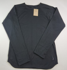 Nike Mens Solid Black Long Sleeve Drifit Crew Neck Yoga Top Size M Relaxed