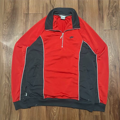 Vintage Y2K Nike Sportswear Red Black Quarter Zip Pullover Size Medium