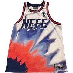 Neff Mens Graphic Basketball Jersey Tank Top Red Blue White Size M