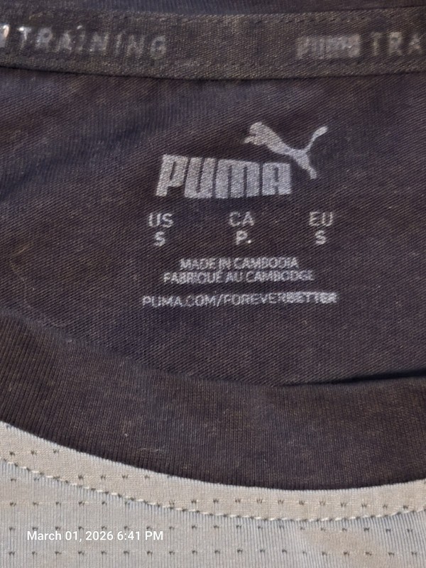 PUMA Men’s Athletic Performance T-Shirt – Black/Gray Colorblock gallery