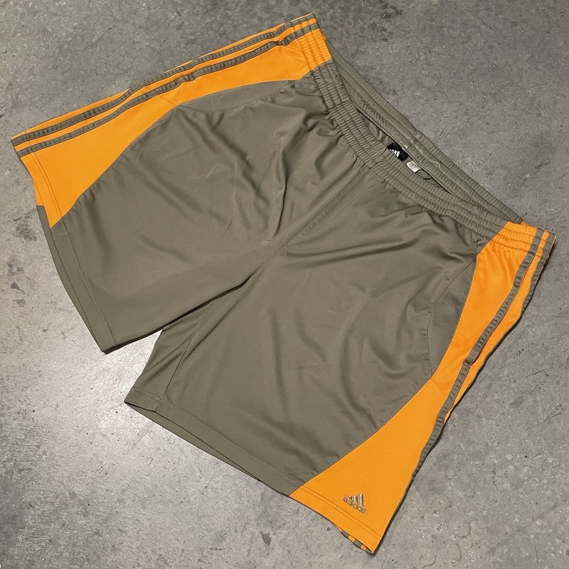 Size 2XL - Vintage Adidas Shorts Y2K Orange Olive Grey gallery