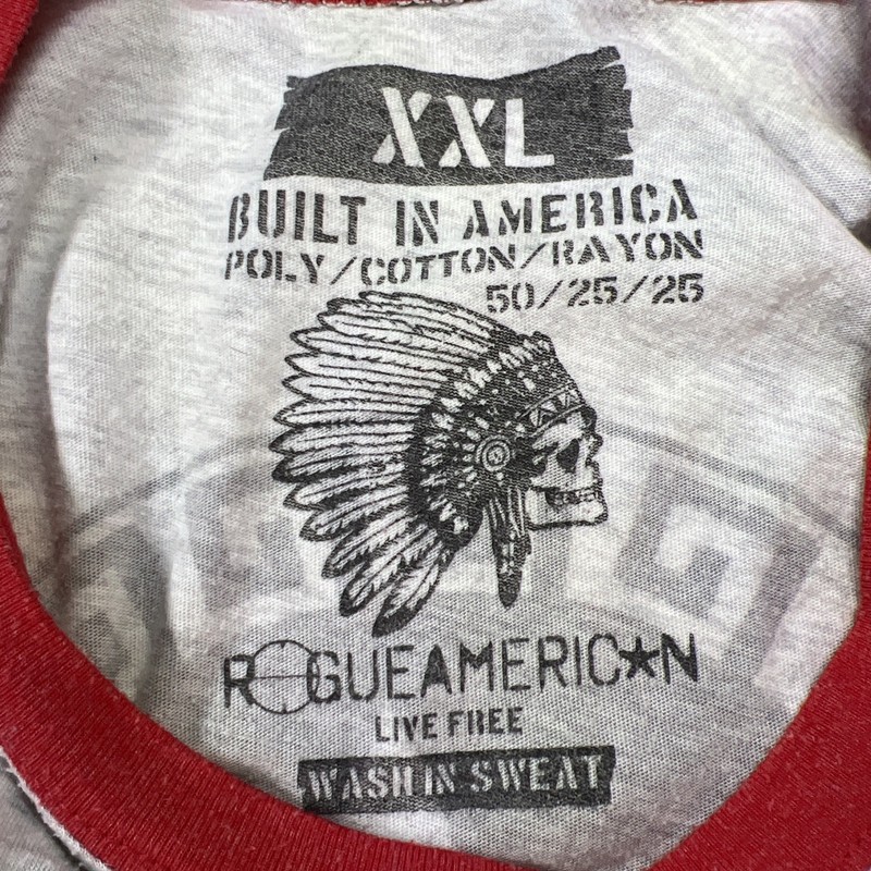 Rogue American Apparel Men's 3/4 Sleeve T-Shirt Gray With Red Size XXL gallery