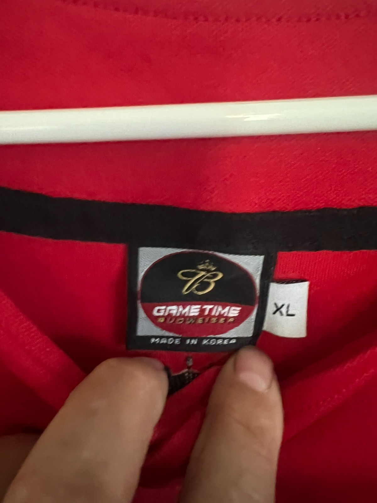 Budweiser Baseball Jersey Mens XL Game Time Button Up Black Red King Of Beer gallery