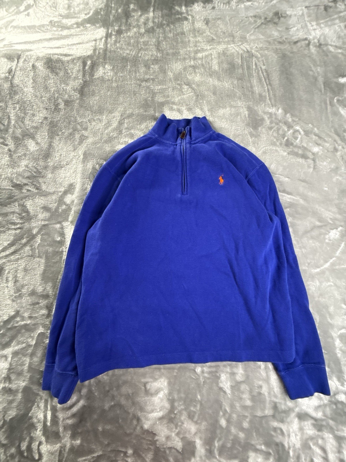 Made In USA Polo Ralph Lauren Estate Rib Navy Sweater Men's M 1/4 Zip Pullover gallery