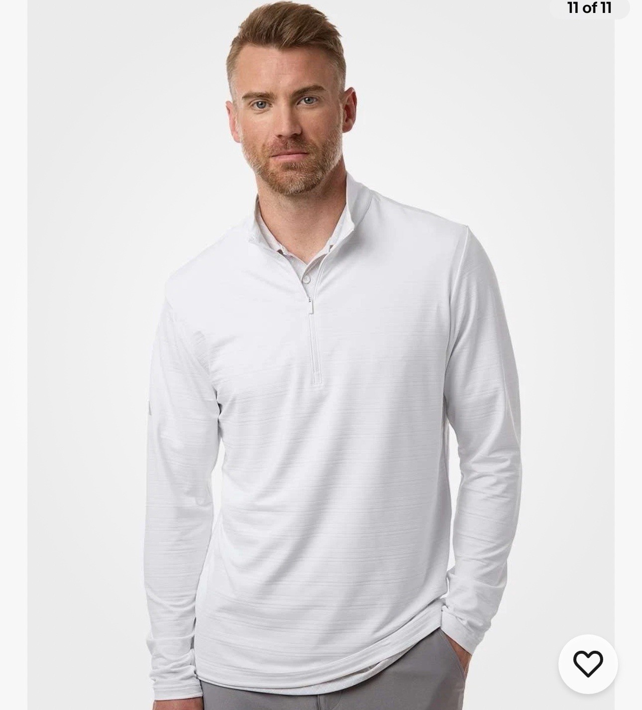 Adidas Men's Textured Stripe Quarter-Zip Pullover - A708, golf shirt White Large gallery