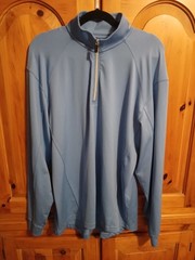 Oxford Golf Mens 1/4 Zip Pullover Vericool Blue Large Lt Blue Stretch Golf EUC