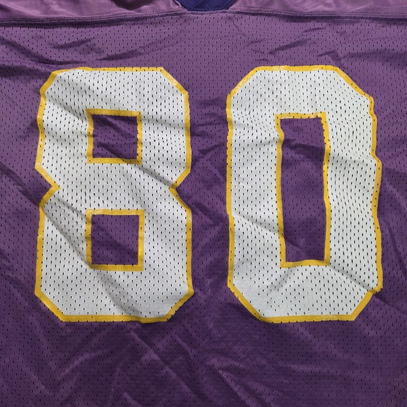 Vintage Minnesota Vikings Carter 80 Starter Size 52 XL Light Purple Jersey 1995 gallery