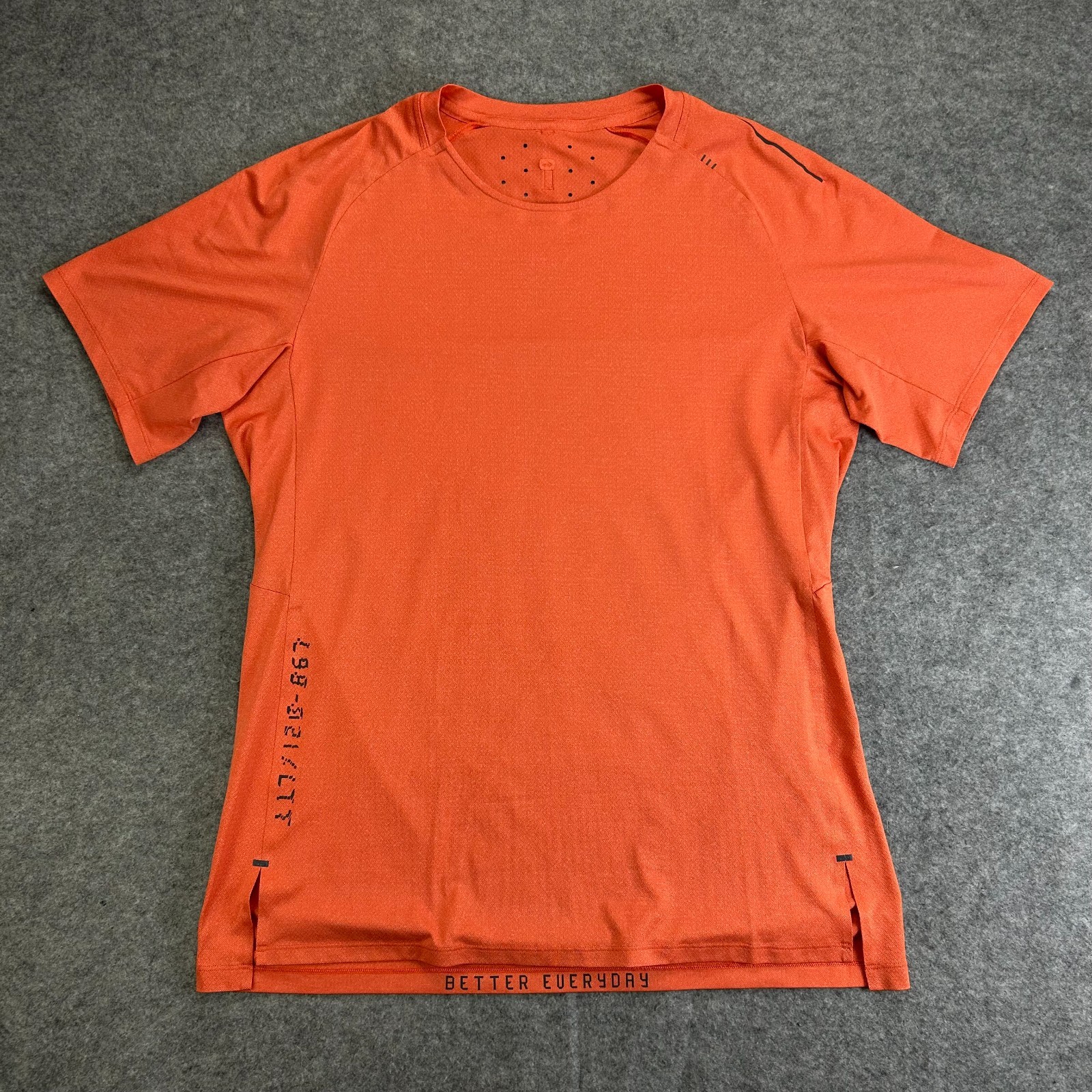 Lululemon Better Everyday Shirt Mens Orange Moisture Wicking Activewear Slit Hem gallery