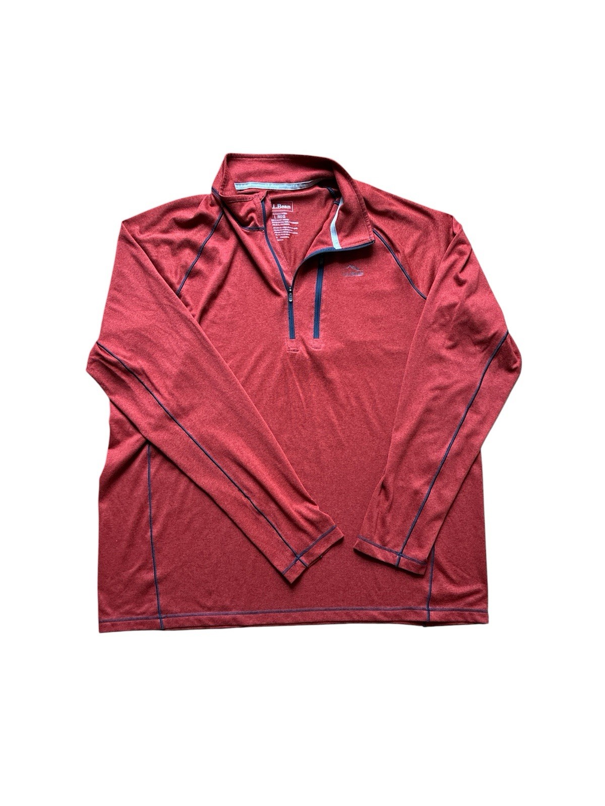 LL Bean Bean's Quick Dry Trail Tee 1/4 Zip Pullover Mens Large Rust Performance gallery