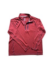 LL Bean Bean’s Quick Dry Trail Tee 1/4 Zip Pullover Mens Large Rust Performance