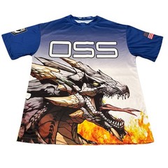 Jersey Dragon Graphic Blue White Large Compass Sports OSS Jensen Fire Breathin