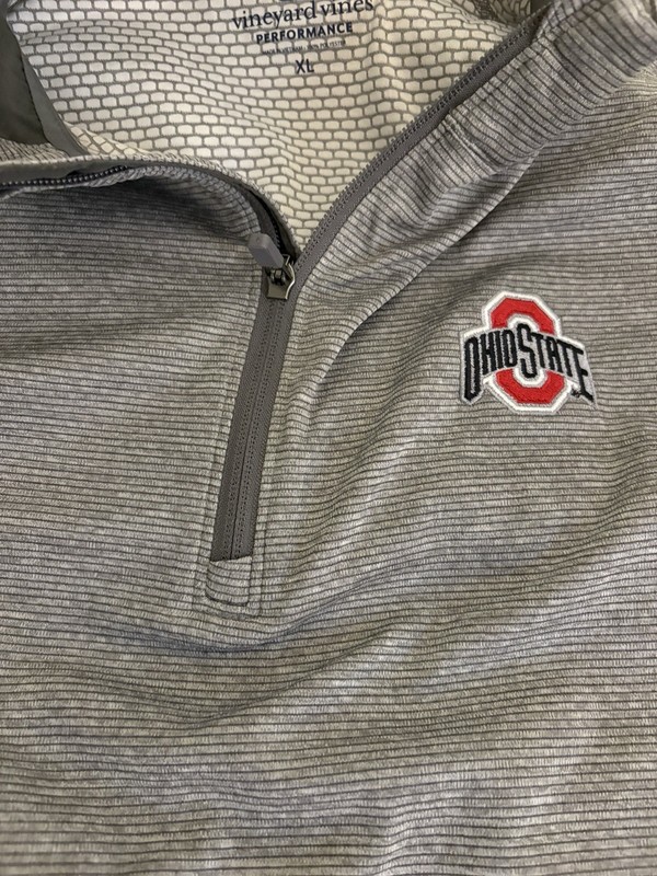 Vineyard Vines Performance Ohio State Gray XL 1/4 Zip Pullover Mock Neck LS EUC gallery