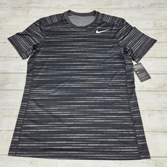 Nike Mens Dri-FIT Training Shirt Black Grey Striped 848061-038 NWT L