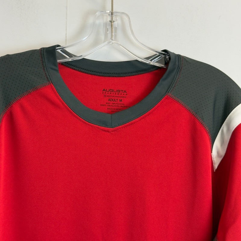 Augusta Sportswear Mens Red Grey Colorblock Long Sleeve Athletic Shirt Size M gallery