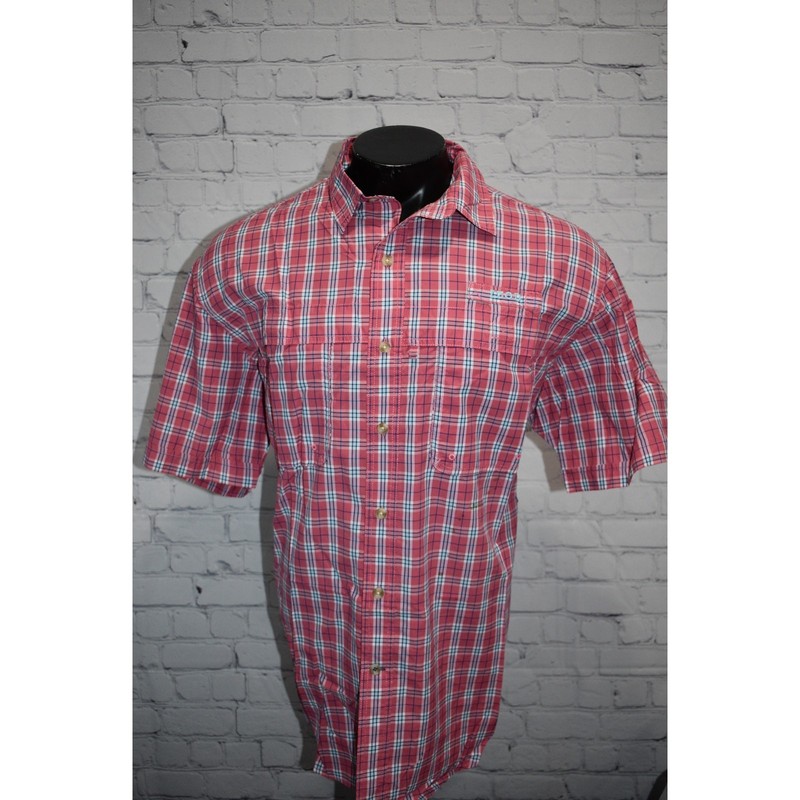 IZOD Fishing Shirt Mens Size XL Vented Camping Hiking Pink Plaids Performance gallery