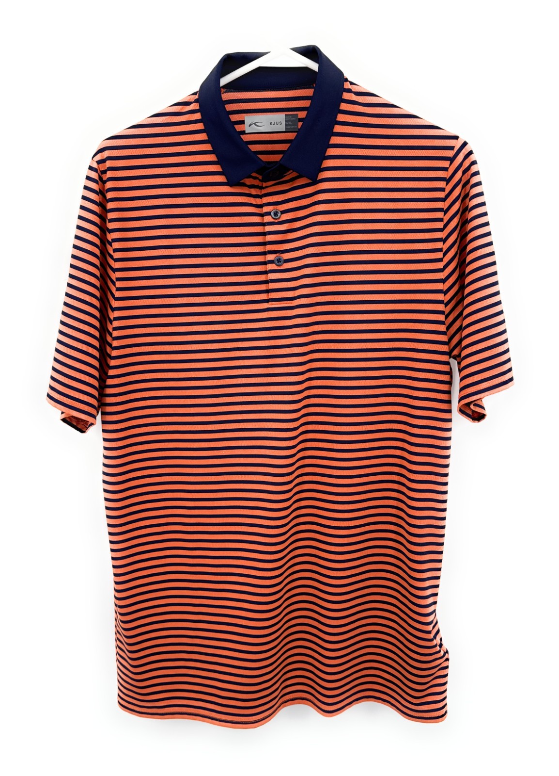 KJUS Golf Polo Shirt Men Size 52 Large Performance Comfort Striped Orange gallery