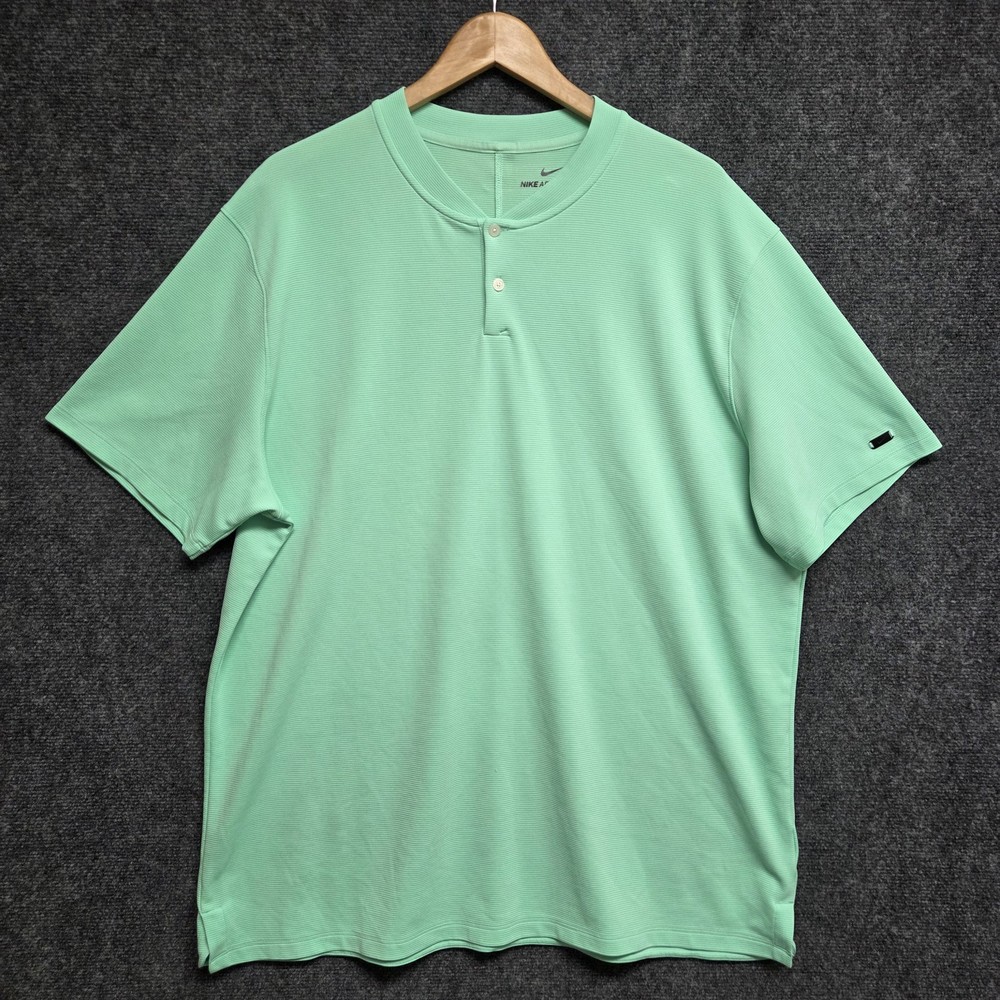 Nike Shirt Mens 2XL Mint Green Golf Tiger Woods AeroReact Mock Blade Polo BV1315