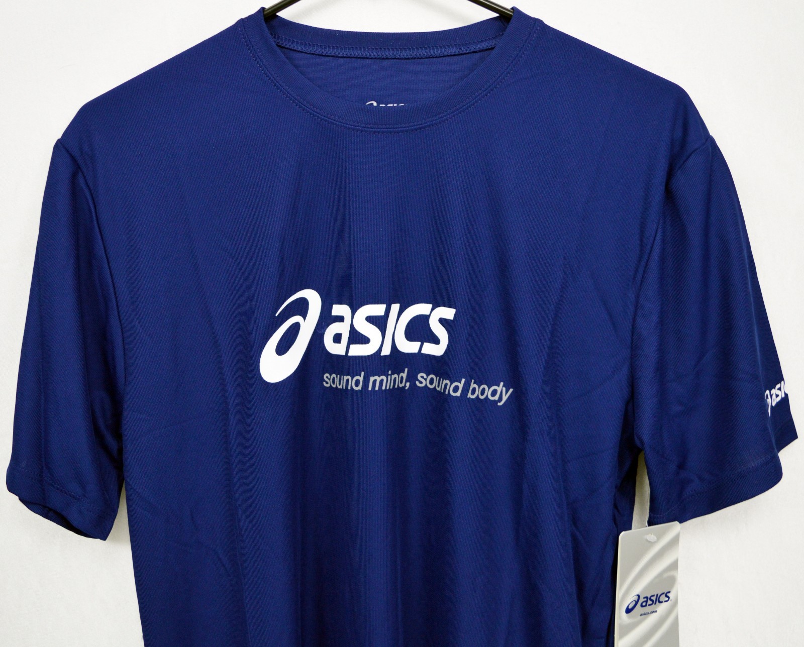 Men's ASICS "Sound Mind,Sound Body" Blue Polyester Athletic T Shirt -NEW -Small gallery