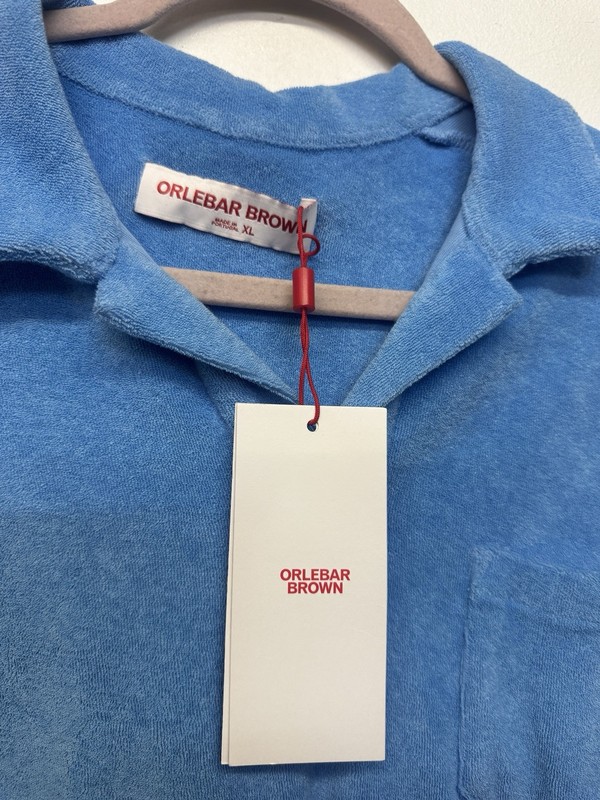 Orlebar Brown TERRY TOWELLING Polo Shirt Blue Riviera Resort Mens Sz XL gallery