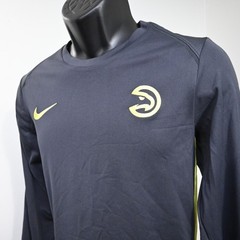 Nike NBA Atlanta Hawks Basketball Warmup Gym Shirt Gray Long Sleeve Mens Small