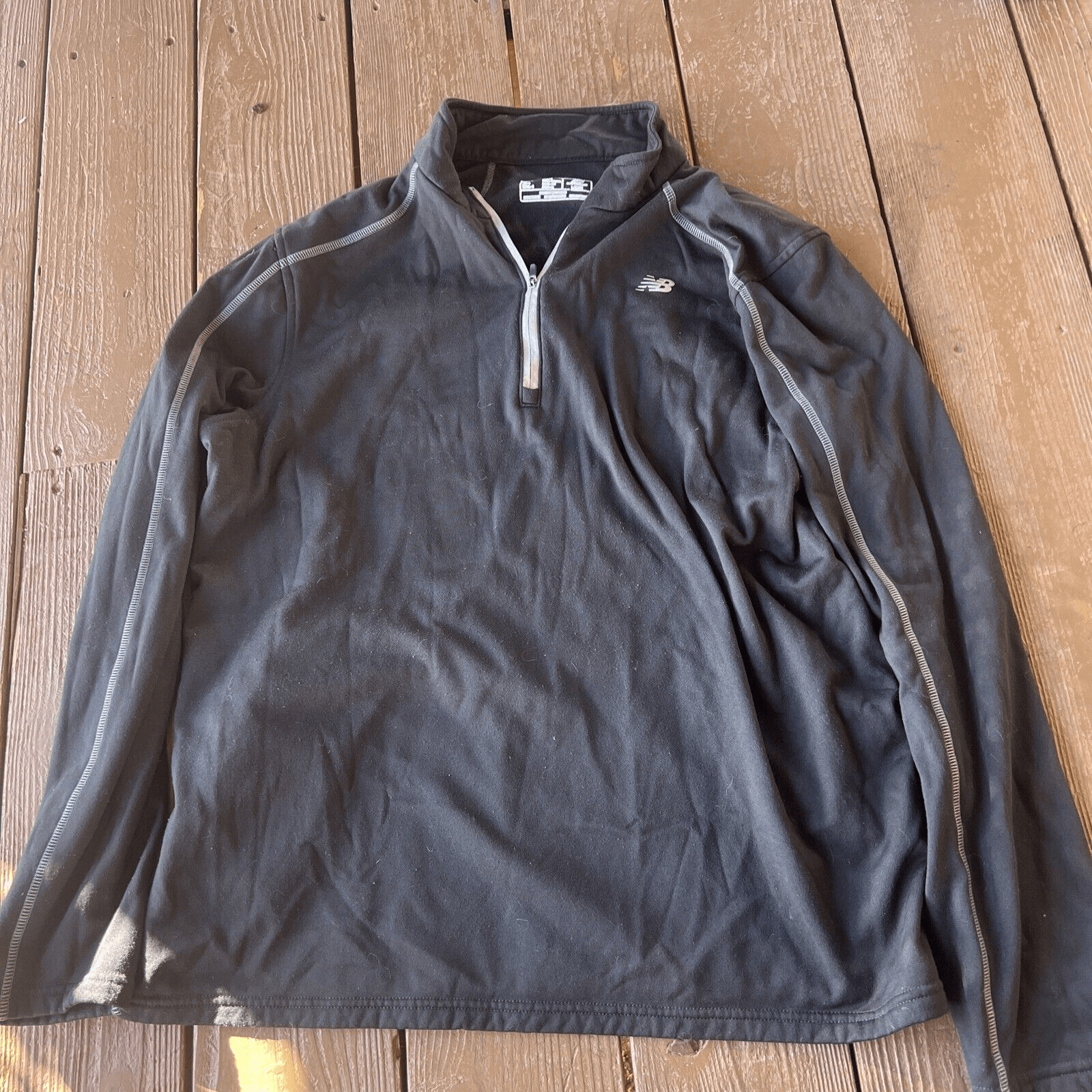 New Balance NB Lightning Dry Black Mens Quarter 1/4 Zip Lined Pullover Large L gallery