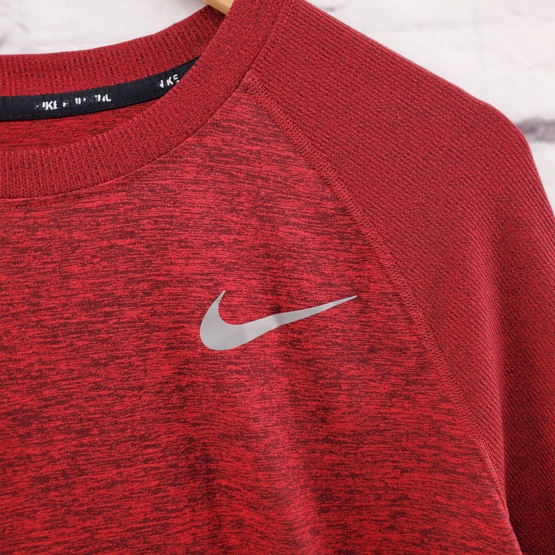 NIKE Top Mens Small Athletic Running Reflective Long Sleeve Red Burgundy gallery