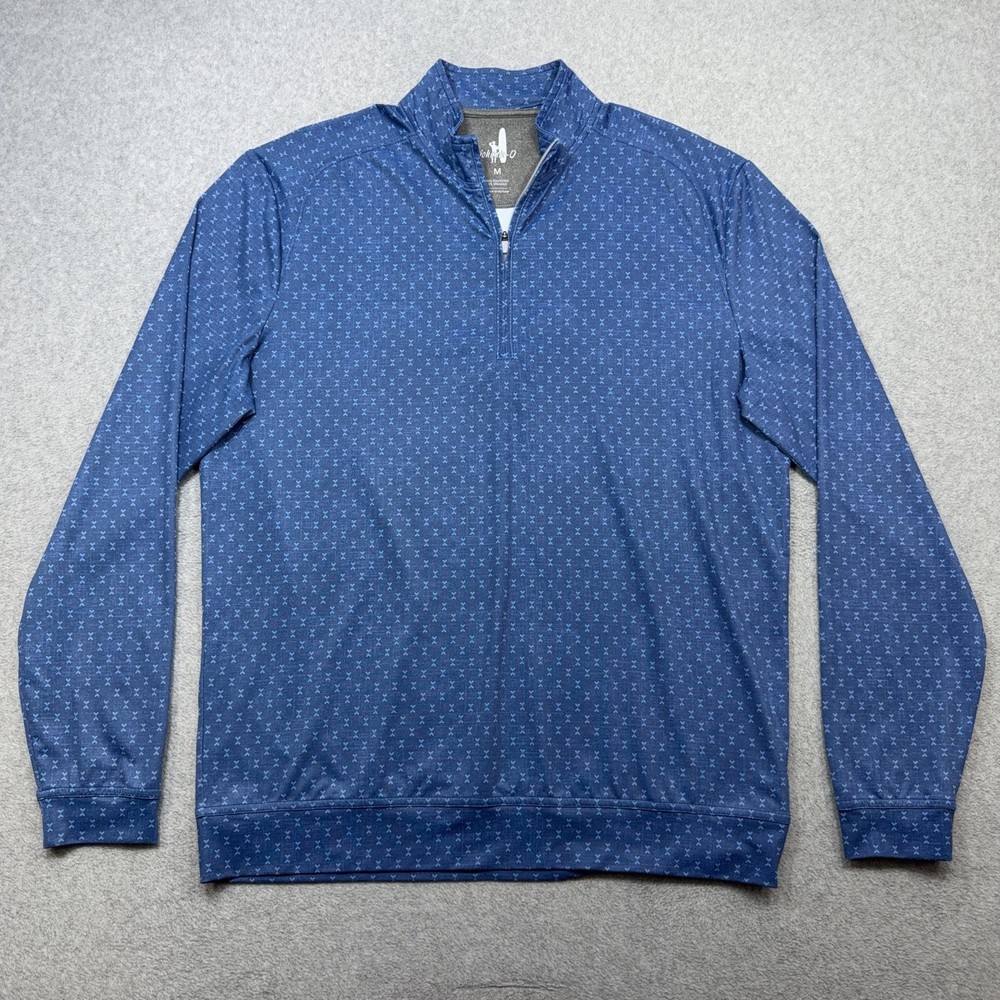 Johnnie O Rizzo 1/4 Zip Pullover Mens Medium Blue Long Sleeve Golf Performance