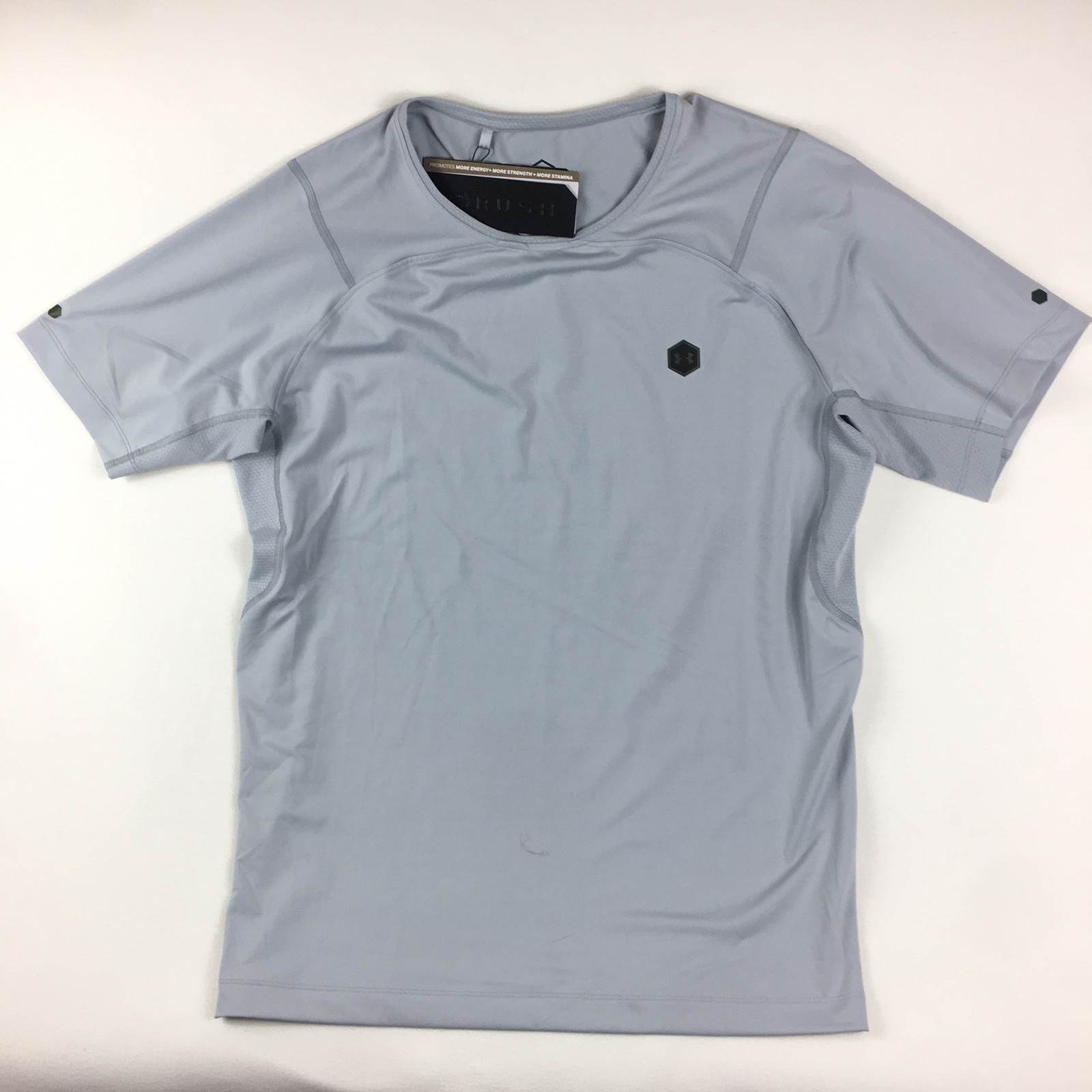 Under Armour Shirt Gray Rush Tee Celliant Training Running Gym Heatgear Men 2XL gallery