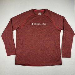 Under Armour Shirt Mens 2XLarge Red Fitted Heat Gear Long Sleeve XRUN