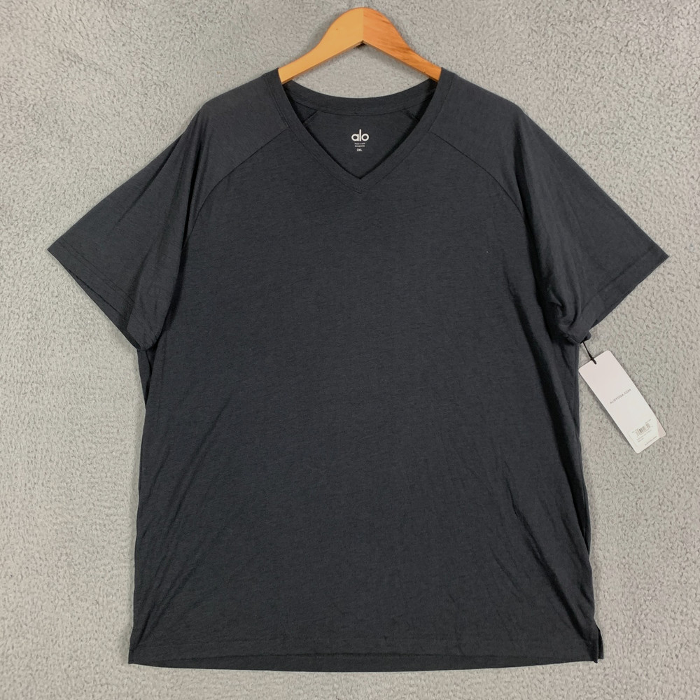 Alo Triumph T-Shirt Men's 2XL XXL Dark Gray Raglan V-Neck Triblend Gym NWT $58