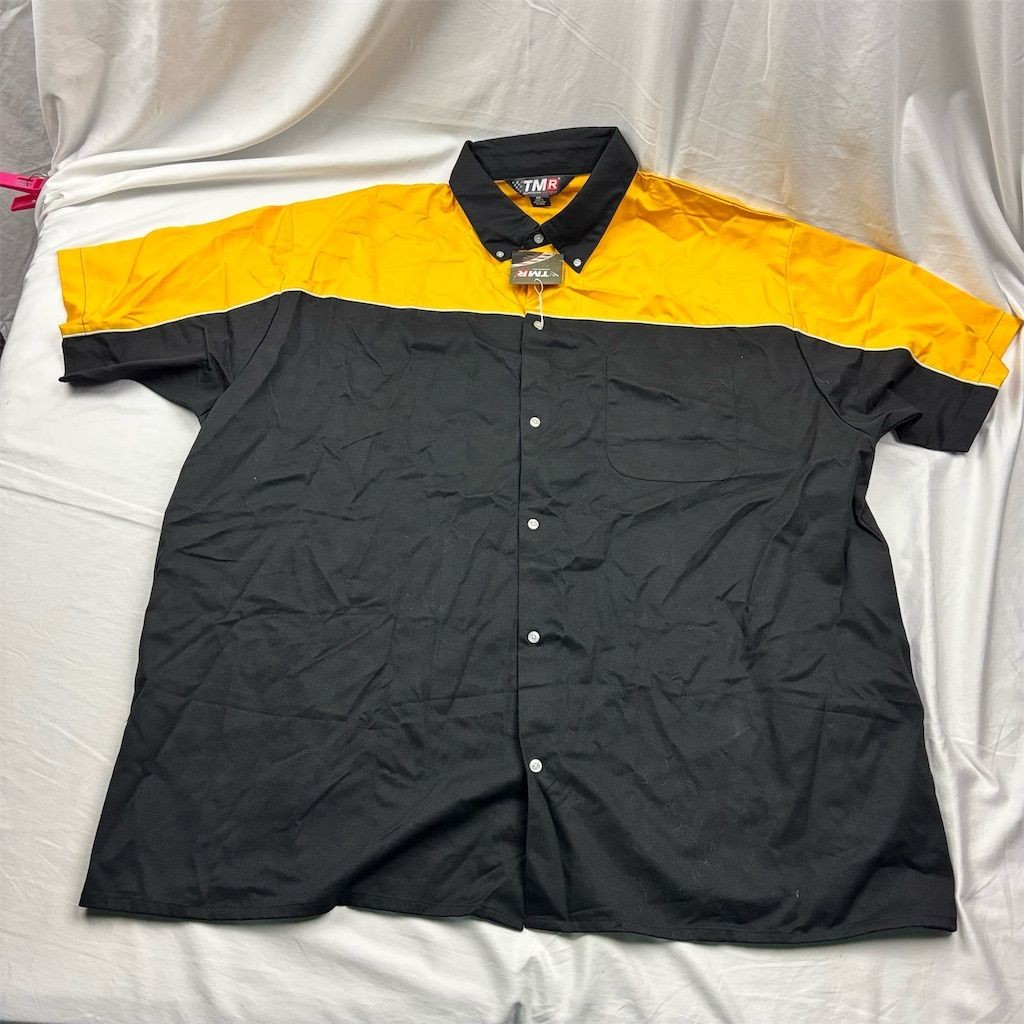 Tri-Mountain Men's 4XL Black/Yellow Pit Crew Shirt Button-Up Casual gallery