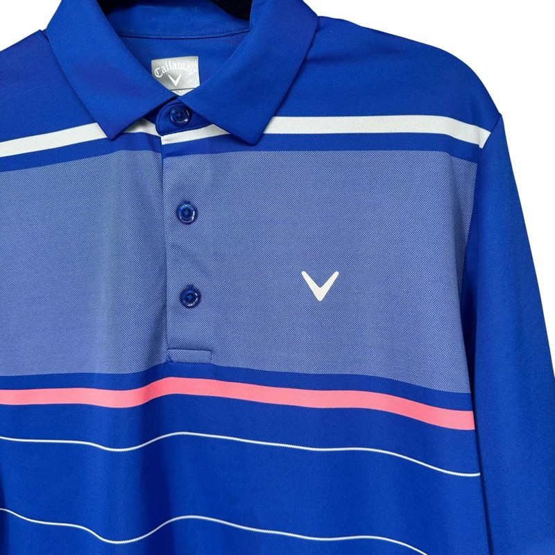 Callaway Swing Tech Blue Striped Golf Polo Shirt Medium gallery