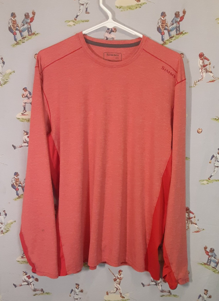 🎣 Simms SolarFlex UPF 50 Fishing Shirt Mens Medium Red Performance Long Sleeve gallery