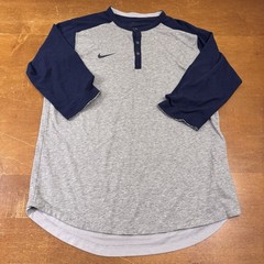 Nike Shirt Mens Large Gray Blue Running 3/4 Sleeve Training Raglan