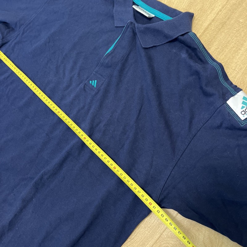 Adidas Equipment Polo Shirt Men's Blue Vintage Short Sleeved 1/4 Button size XL gallery