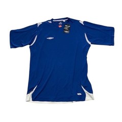 NEW Umbro Soccer Jersey Shirt Short Sleeve V-Neck Royal Blue/White Mens Size M