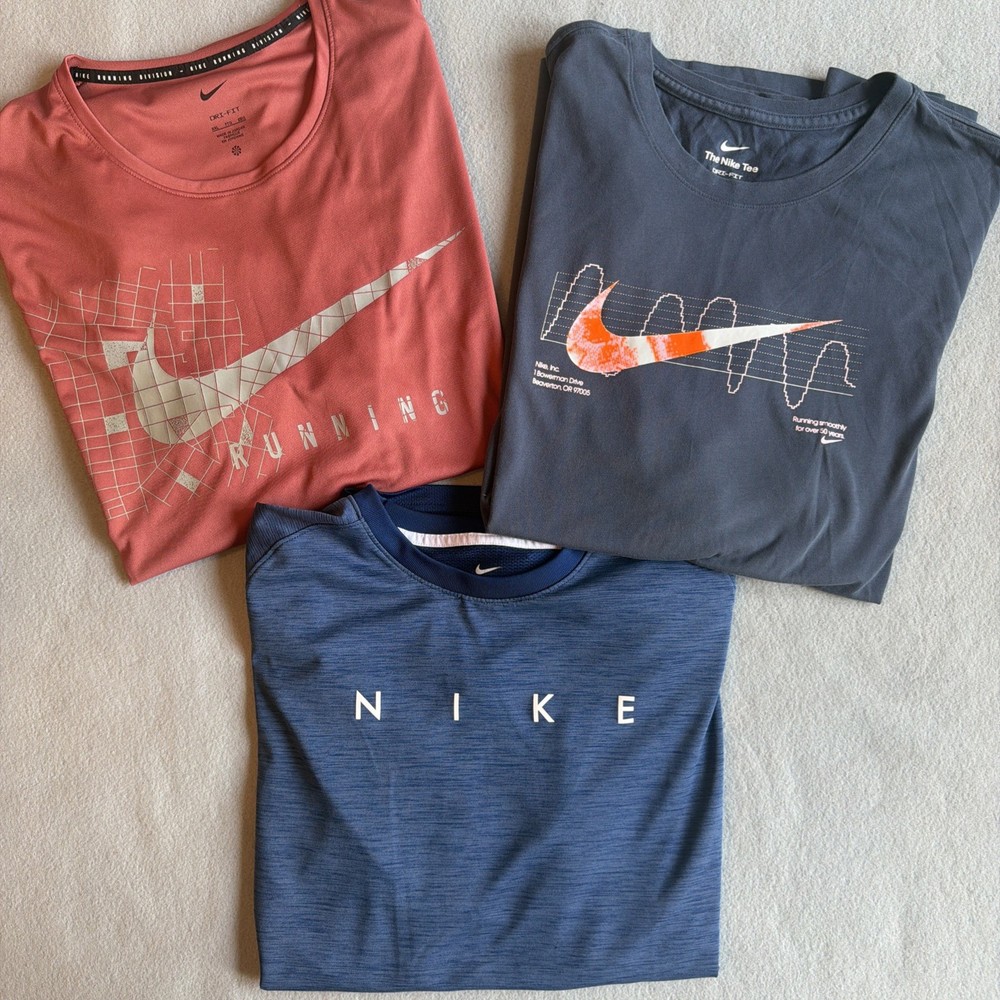 Nike Dri-Fit Tshirts Men’s Size XXL Lot of 3 Salmon Blue Gray Short Sleeve