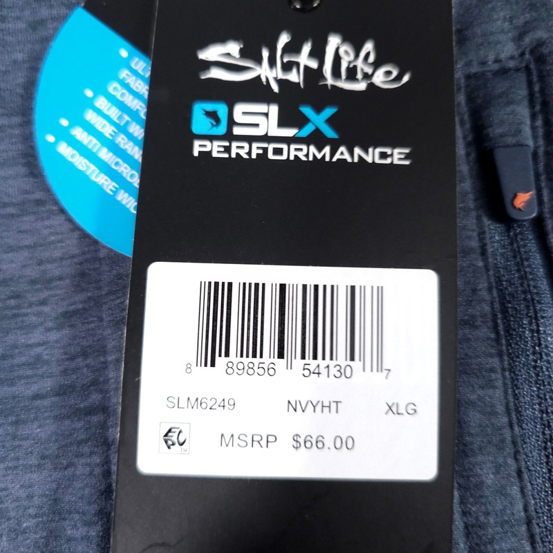 Salt Life SLX Performance Pullover Mens XL Navy Heather Quarter Zip SLM6249 gallery