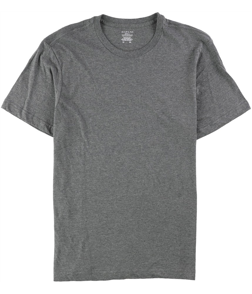 Alfani Mens Solid Basic T-Shirt, Grey, Small