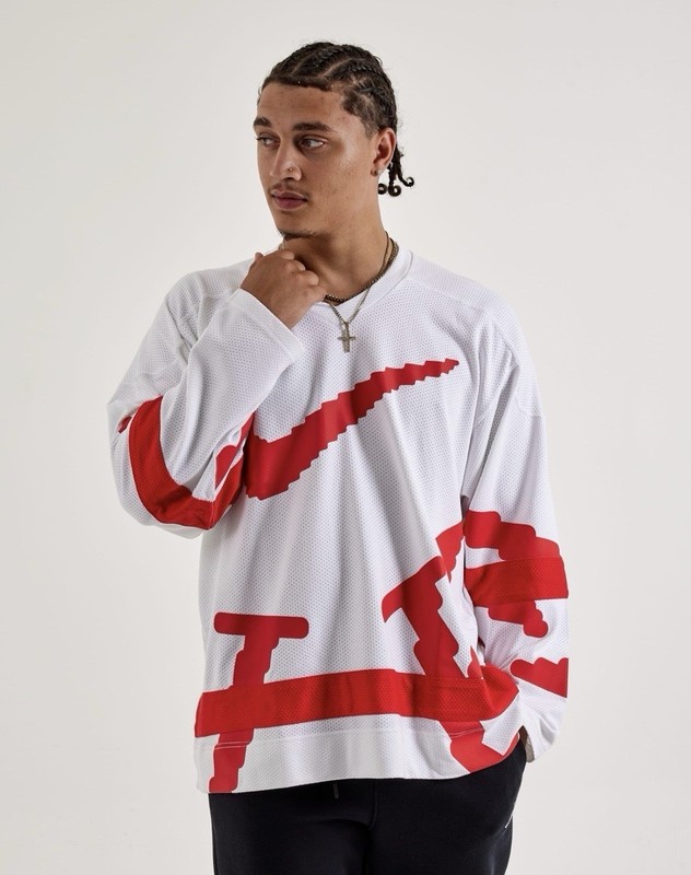 NIKE SPORTSWEAR CLUB HOCKEY JERSEY Mens Size S Oversized WHITE RED HV1137-100 gallery