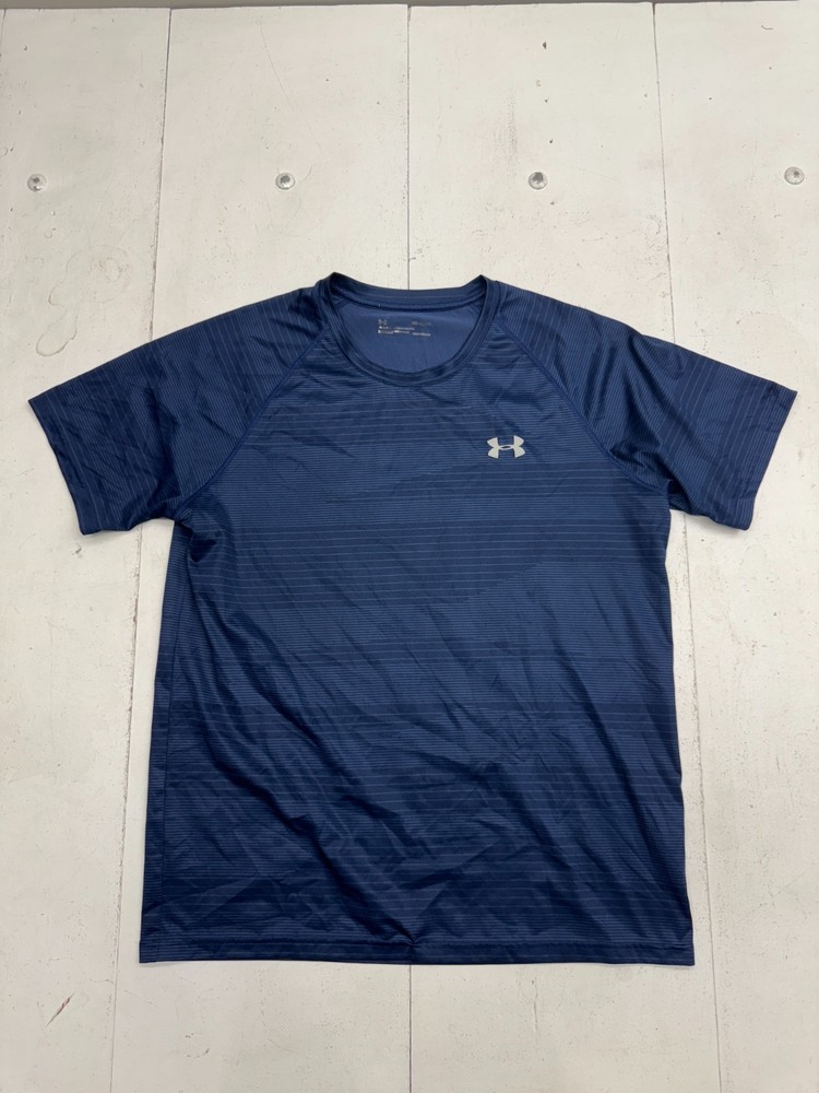 Under Armour Dark Blue Athletic Loose Fit Short Sleeve Shirt Mens Size Medium