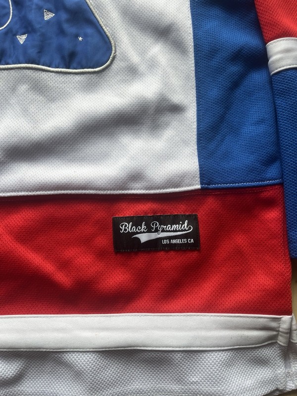 Black Pyramid LA Hockey Jersey Red White & Blue NASA Lace Up Mens Small gallery